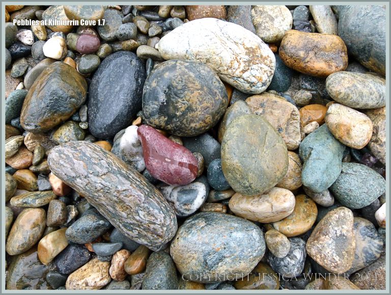 Natural patterns, shapes and textures in pebbles on the beach
