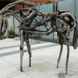 Driftwood sculpture horse on Portland, Oregon