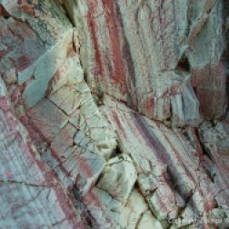 Close-up of weathering rock strata at Red Point on Grand Manan in New Brunswick, Canada