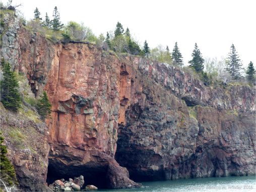 North Mountain Basalt of Jurassic age at Cap d'Or in Nova Scotia, Canada.