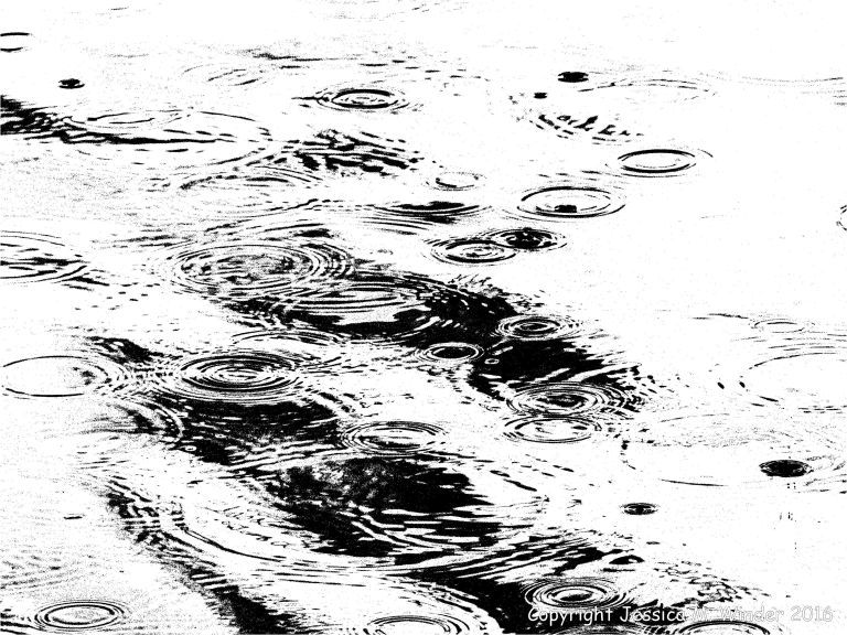 Picture of water surface disturbed by rain drops