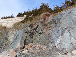 Phyllite rock face on the Cabot Trail in Cape Breton Island