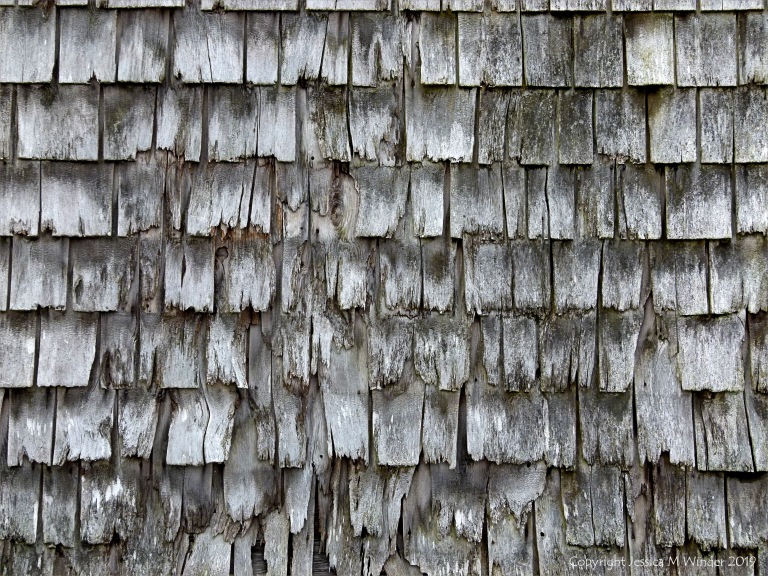 Texture and pattern in weathered wooden wall tiles in Grand Manan