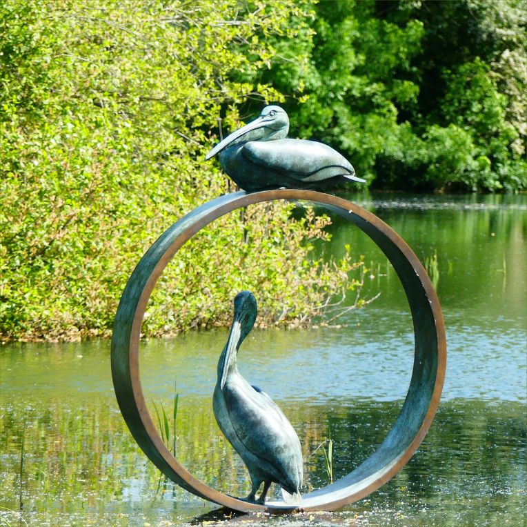 Bronze sculpture of pelicans