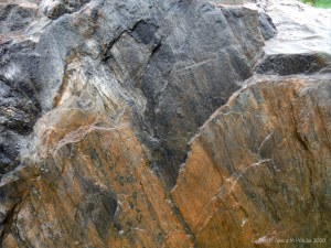 Close up photograph of metamorphic rock