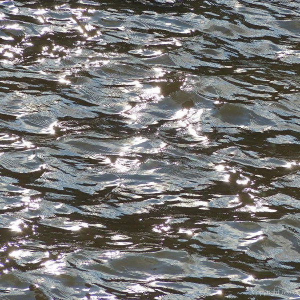 Abstract patterns of light reflected on the surface of flowing water