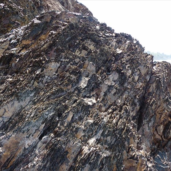 Texture of crumbling mudstone rocks in Nova Scotia
